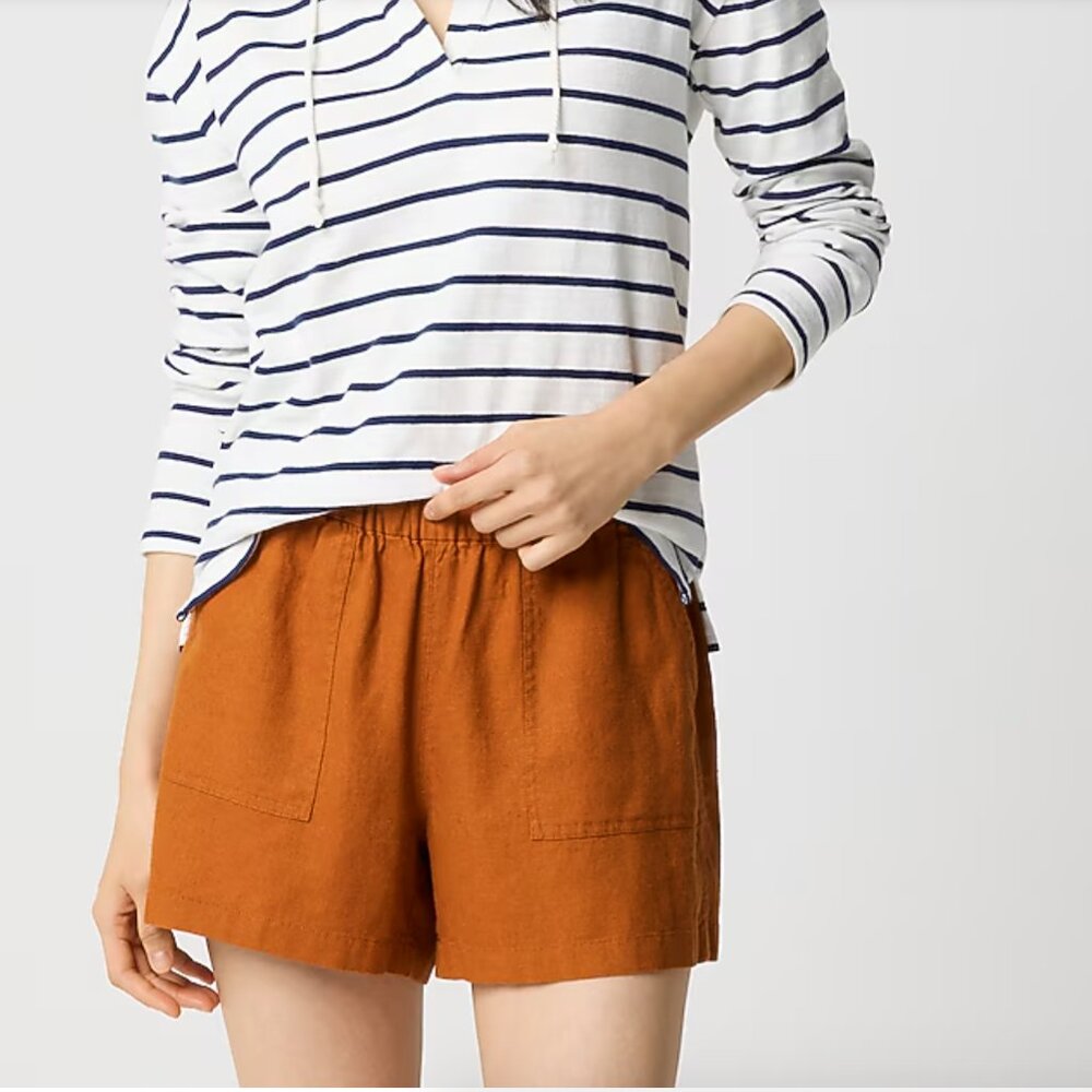 J. Crew Rust Orange Linen-Blend Pull-On Short - Size S